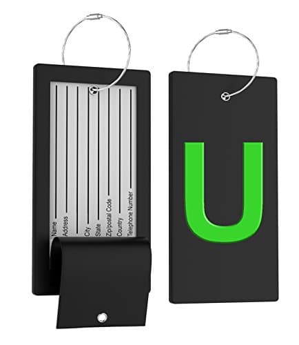 Luggage Tag Initial Bag Tag - Fully Bendable Tag w/ Stainless Steel Loop