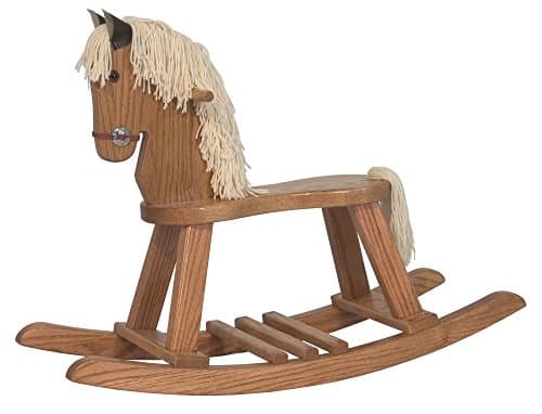 Amish Heirlooms Solid Maple 34" by 11" by 25" Rocking Horse, Toffee, Small