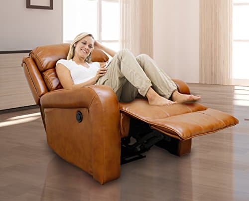 Bonded Leather Motor Power Recliner (Brown)