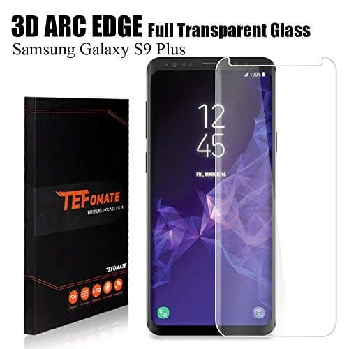 TEFOMATE Galaxy S9 Plus Screen Protector, 3D Curved Tempered Glass Screen Protector for Samsung Galaxy S9+ - Transparent