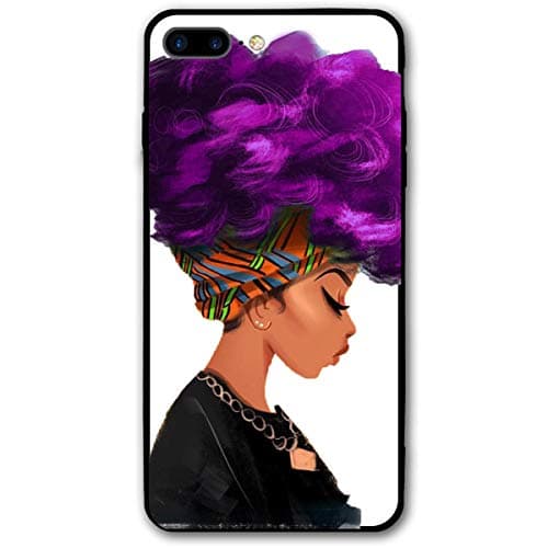 iPhone 7 Plus Case iPhone 8 Plus Case 5.5 Inch Afro Africa Woman with Purple Hair Soft Flexible TPU Back Cover Silicone TPU Ultra Thin Phone Case