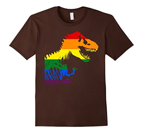 Mens Rainbow Dinosaur T Rex Shirt Medium Brown