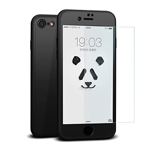iPhone 7 Case, iLapland 360 Degree All-around Ultra thin Full Body Coverage Slim Fit Case with Tempered Glass Screen Protector for iPhone 7 (Black)