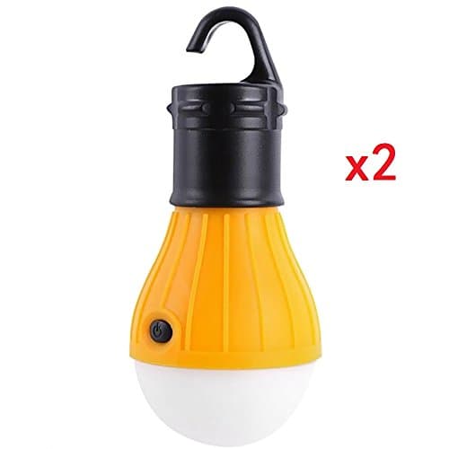MonstGear 2 Pack Hanging Lantern 3 LED Hook Tent light Bulb for Outdoor Camping Hiking Fishing Portable Battery Powered Emergency Yellow