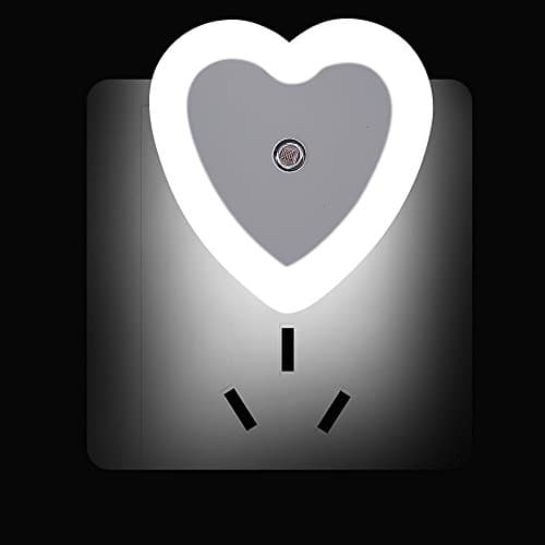 ROFISA 6PC 0.5W Plug in LED Night Light Lamp for Wall Night Light for Kids Baby Nursery Bedroom Hallway Indoor Lamp with Sensor -- (Heart-shaped)