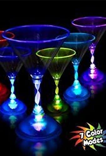 Plastic Light Up Martini Glass, 7oz, 7in Tall.
