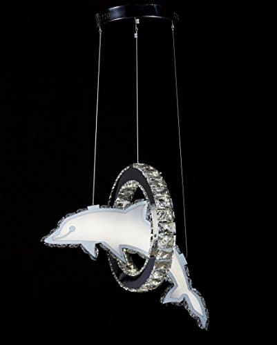 Top Lighting Chrome Finish Dolphin and Ring Design Modern Crystal LED Pendant Chandelier Hanging Ceiling Light Fixture