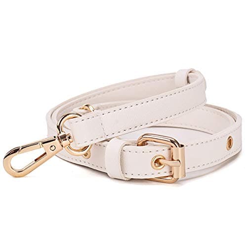 Length 120cm Solid Shape Wide 1.8cm Adjustable PU Leather Strap with Golden Hardware for Purse Bag Straps Replacement Crossbody/Shoulder Bag (White)