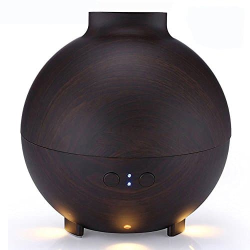 Essential Oil Diffuser, 600ML Auto Shut-off Aroma Ultrasonic Cool Mist Humidifier, Large Wood Grain Ultra Quiet Humidifiers with LED Light for Office Home Study Yoga Spa-Brown