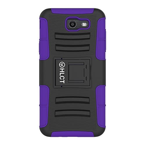 Samsung Galaxy J7 (2017) Stand Case, HLCT Rugged Shock Proof Dual-Layer PC and Soft Silicone Case With Built-In Stand Kickstand (Purple)