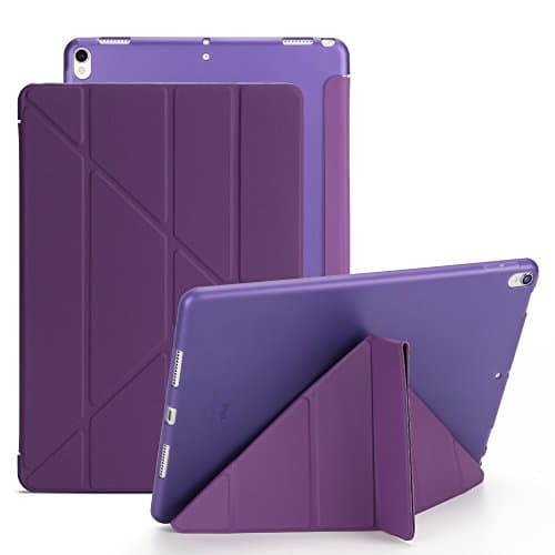 iPad Pro 10.5 Case, XULIS Lightweight Smart Case, PU Leather Front and Translucent Soft TPU Back With Stand and Magnetic Auto Sleep/ Wake Function for iPad Pro 10.5 2017 Release ( Multi-fold Purple)