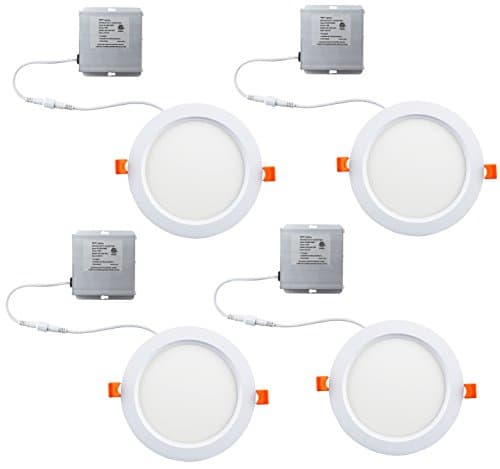 YAY LED 6’’ Ultra-Thin Recessed Ceiling Light with Junction Box, Dimmable Downlight, ETL & Energy Star - IC-Rated - 12W - 1050 Lumens - (Natural White 4000K) 4 Pack