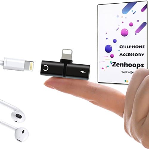 Lightning Headphone Jack Adapter&amp;Splitter for iPhone 8/8 Plus iPhone X iPhone 7/7 Plus (Audio+Charge+Music Control+Phone Call) Support iOS 10.3/11.3 or Later (black adapter)