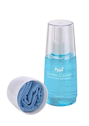 Screen Cleaner Kit, 5 oz with 2 Streak Free Microfiber Cloths, Alcohol, Ammonia Free, Cloth stored in The Base,