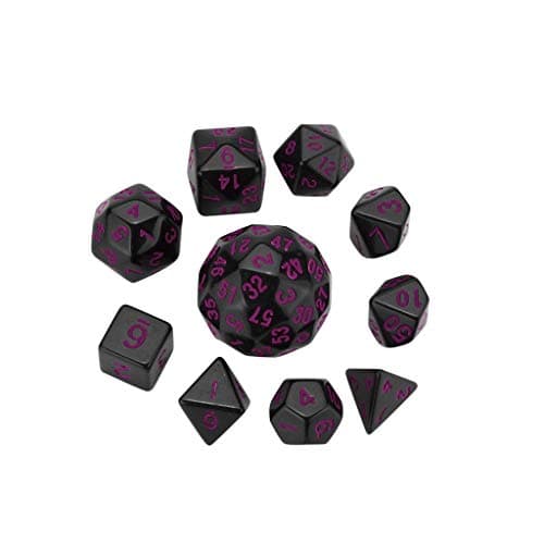 HSKB Dice Dungeons and Dragons Dice Solid Metal Enamel Dice for Role Playing Game Tabletop RPG DND Game 10pc (Purple)