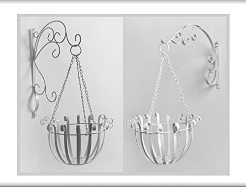 Scrollwork Design Large 3 Leg Arms Metal Wall Mounted Hanging Plant Flower Planter Pot Decorative Plants Hanging Basket White Color
