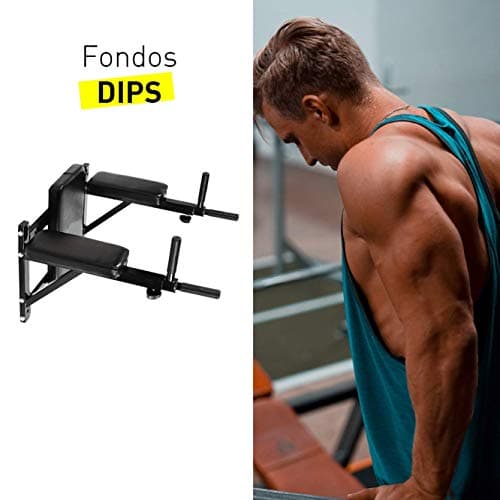CloverFitness – Multi-Function Bench for Backgrounds, Wall Mount (for Pull Ups and Dips) Adult Unisex, Black, M-L