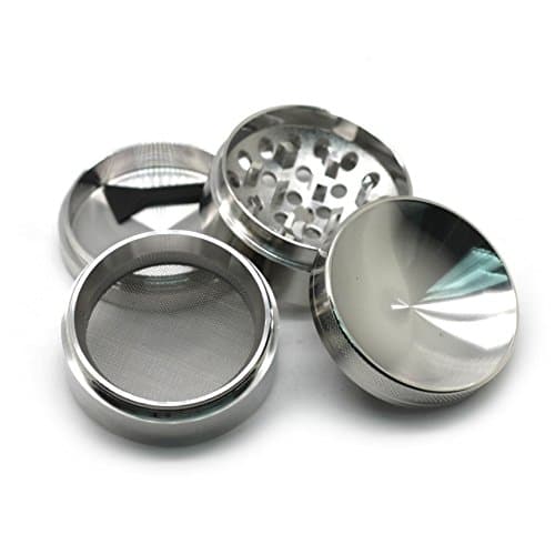 PREMIUM QUALITY 2.0 inch GRINDER CONCAVE SILVER 4 PIECE SPICE HERB TOBACCO GRINDER MILL with a POLLEN SCRAPER!