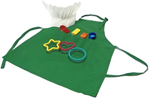 Childrens Baking Set With Apron, Chefs Hat, And 7 Piece Tool Set (Green)