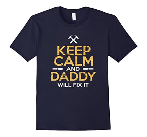 Mens Keep Calm and Daddy Will Fix It T-Shirt Large Navy