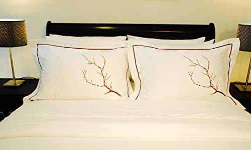 600TC (THREAD COUNT) 2 Piece 100% Turkish Cotton Branch Design Pillow Shams - Queen