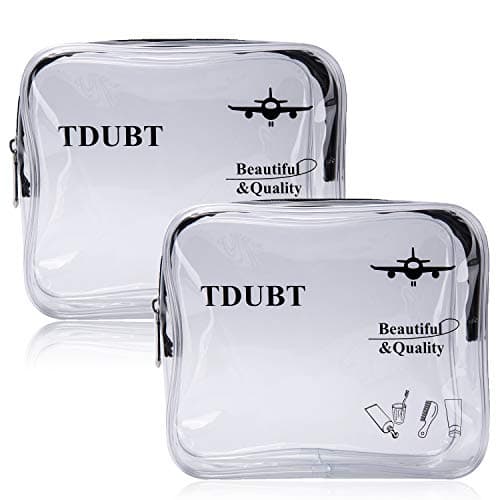(2 PACK) TSA Approved Clear Travel toiletry Bag | Quart Sized with Zipper bags | 3-1-1 Carry-On Airline Compliant Bag Packing Organizers