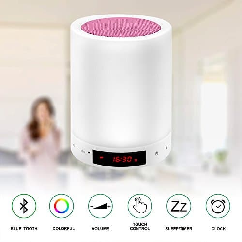 X1 Night Lights Bluetooth Speaker,Bedside Lamp Touch Control Alarm Clock Color LED Color Changing Wireless Speaker with Lights USB AUX MP3 Music Player for Kids,Party,Bedroom,Outdoor