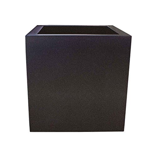 Montroy Modern Cube Planter | 16" Tall, 16" Wide, 16" Deep | Square Fiberglass Planter Box For Indoor Or Outdoor Use | Home, Office, Garden, Patio - Gunmetal Metallic Finish