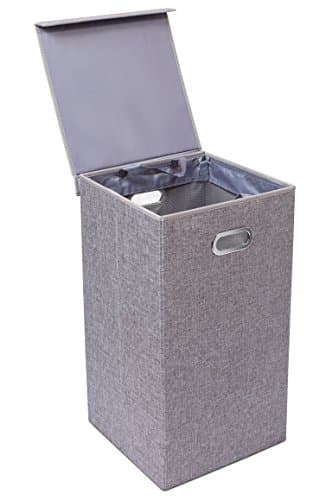 Birdrock Home Single Laundry Hamper With Lid And Removable Liner Linen Easily Transport Laundry Foldable Hamper Cut Out Handles