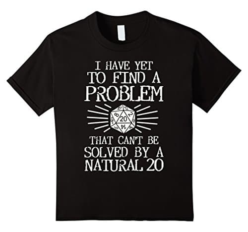 Kids Problem Solved Natural 20 T-Shirt. Board Game RPG Role Play 4 Black