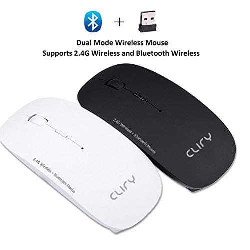 Cliry Dual Mode Wireless 2.4Ghz+Bluetooth Mouse 1600 DPI Ultra-Thin High Class Optical Mice (Black)