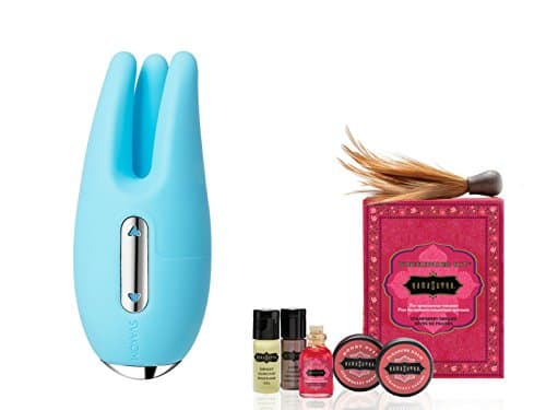 SVAKOM Luxury Cookie 3-function Rechargeable Silicone Massager with Moving Tentacles Pale Blue &amp; Kama Sutra Weekender Kit Strawberry Dreams