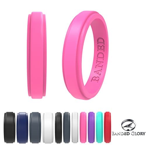 BANDED GLORY Silicone Wedding Ring for Men, Silicone Ring Rubber Wedding Bands
