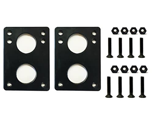 Longboard Skateboard Riser Pads w skateboard hardware set, 6mm Shock Pads, Skateboard Standard Riser Pads w skateboard screws 1.25" 1.5" 1.75" and 2"(2" black screws)