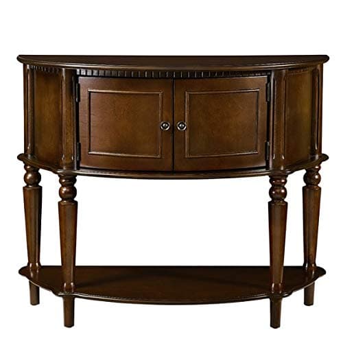 Wood Console Table with 2 Open Door for Storage - Console Table with 1 Bottom Shelf - Dark Cappuccino