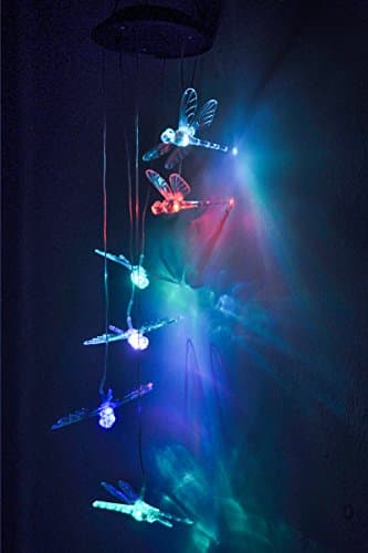 Lainin Solar Powered Wind Spinner Color Changing Wind Chime Mobile Light for Home Outdoor Yard Garden Patio Decoration (Dragonfly)