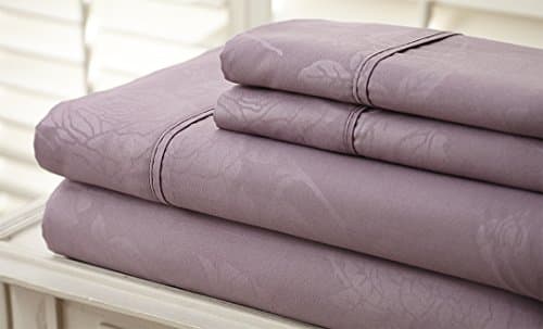 Hotel NY HIGHEST QUALITY Microfiber Embossed Flower Bedsheet - Soft and Wrinkle Free, Fade Resistant - Top Quality Guaranteed King Lilac