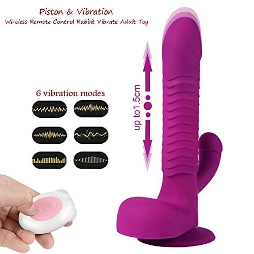 Automatic Lifelike-Stimulation Toys Six Toy Multiple Piston and Frequency Modes & Wireless Remote Control Rod with Hands-Free Suction Cup (Purple)