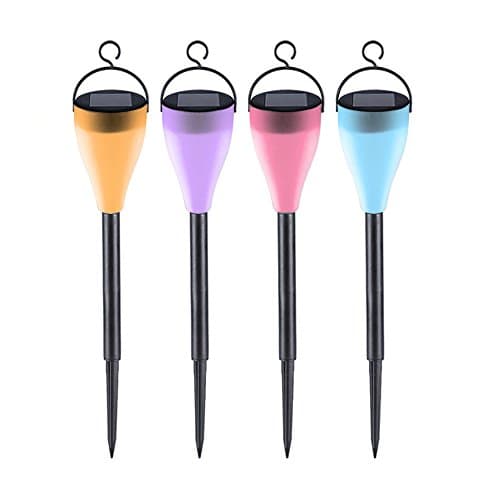 Vaste Solar Path Light 7 Color Changing Waterproof Solar Lights for Garden Patio Yard Walkway Landscape Lawn Courtyard Tree Home Holiday Christmas Party Wedding Outdoor, 4 Pack (Black)