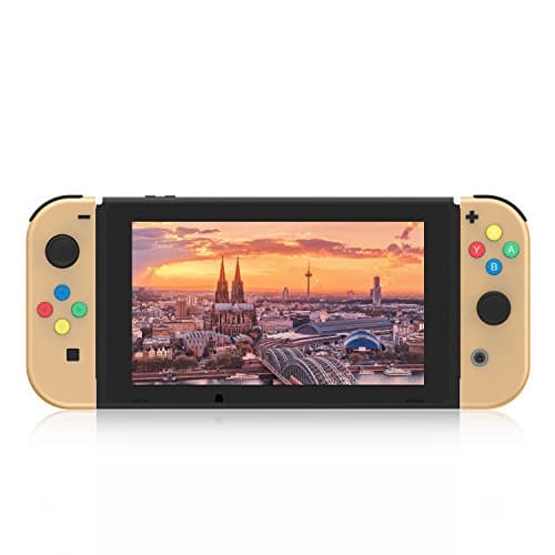 BASSTOP Portable DIY Replacement Housing Shell Case for Right Left Switch Joy-Con Controller without Electronics (Gold+Gold)