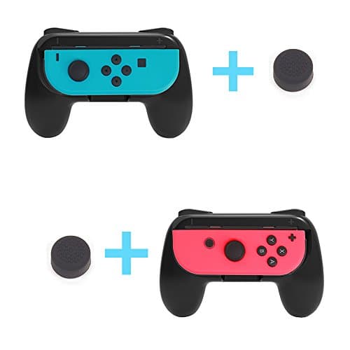 Nintendo Switch Joy-Con Grip Kits Handle Wear-resistant Joy-con Grips Handles for Nintendo Switch Free Two Black Thumb Cups (Black)