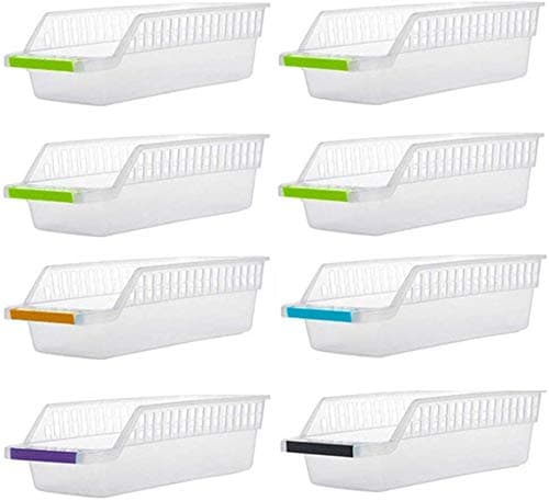 Collectrio Adjustable Fridge Storage Basket Expandable Fridge Storage Rack Plastic Fridge Space Saver Food Organizer Tray (Set of 2)