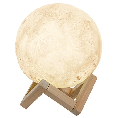 [AG 3D] Big Moon Lamp Night Light with Stand 5.9in Large 3D Childrens Lunar Rechargable USB Battery For Kids and Nursery Moonlight Nightlight Lamp Beautiful 3D Moon Light