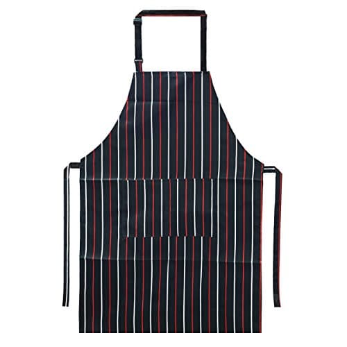 Kitchen Adustable Bib Apron with Pockets, Home Restaurant Cooking Baking Pocket Apron for Women Men (Black+Red)