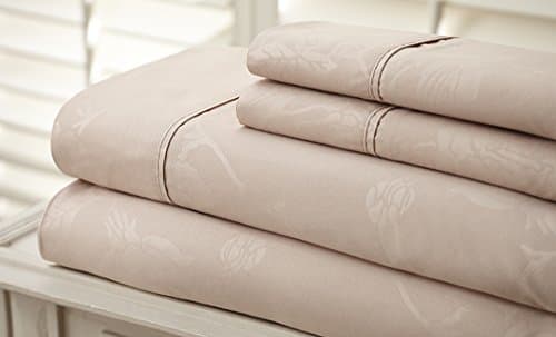 Hotel NY HIGHEST QUALITY Microfiber Embossed Flower Bedsheet - Soft and Wrinkle Free, Fade Resistant - Top Quality Guaranteed King Champagne