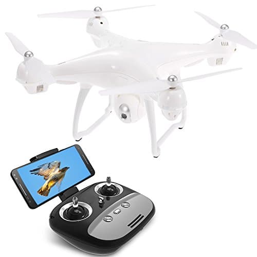 MaQue GPS FPV RC Drone with Camera Live Video and GPS Return Home Quadcopter with Adjustable Wide-Angle 720P HD WIFI Camera- Follow Me, Altitude Hold, Intelligent Battery Long Control Range (White)