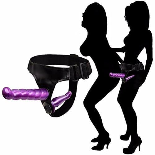 Gift for Her Strap on Harness with Two Removable Heads for Lesbian Couples - Purple