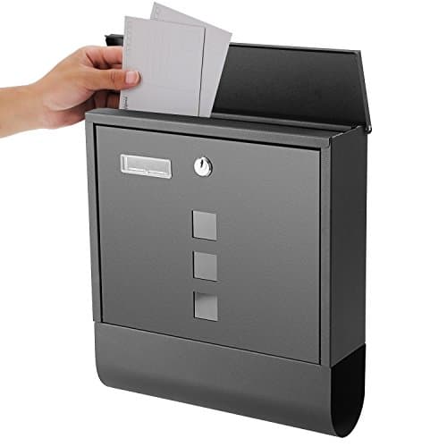 Fast Drop Box Mailbox Wall Mounted Mailbox Lockable with Retrieval Door &amp; Newspaper Roll Stainless Steel (US STOCK) (Black-2)
