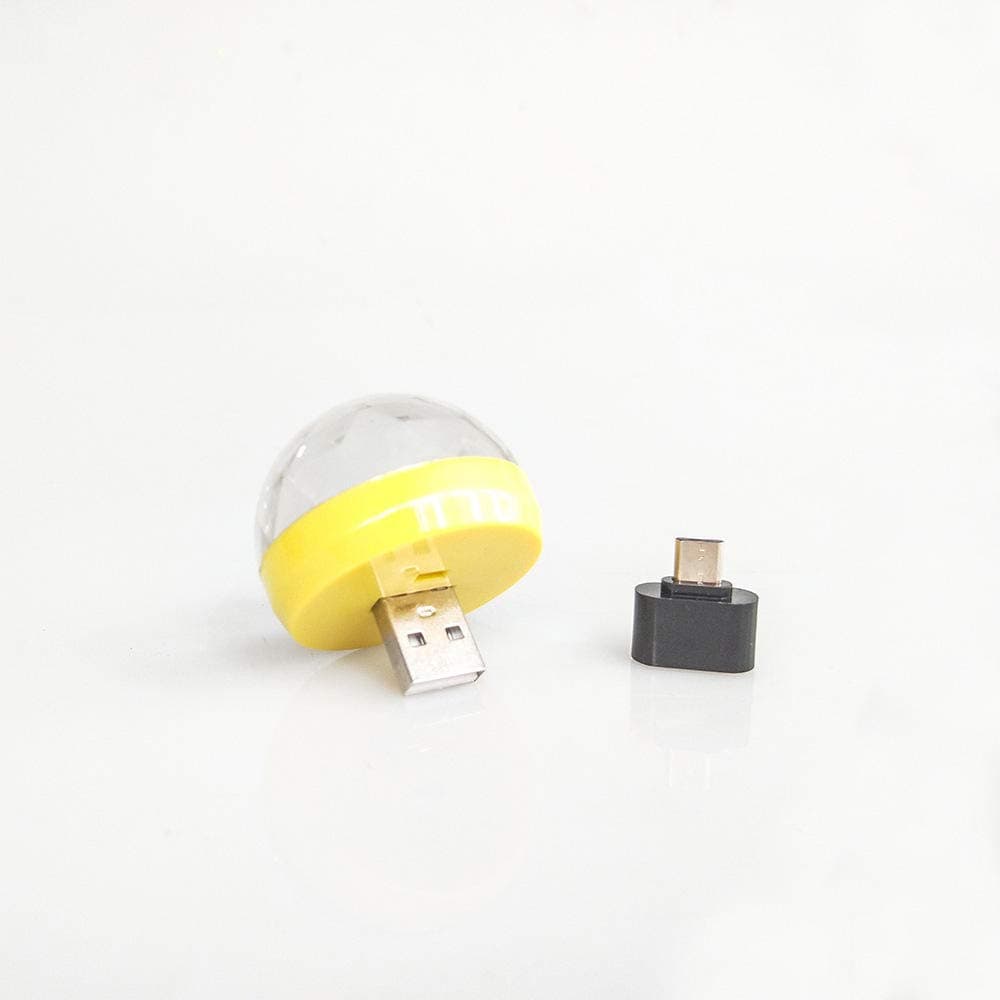 Night Light Led Magic Ball Light USB Crystal Magic Ball Mini Colorful Glare Car@Yellow_USB