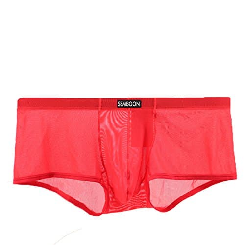 Semboon Men's Soft Mesh Boxer Briefs with Pouch Trunks Low Rise Underwear